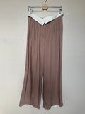 The Noli Shop 100% Tencel Size 8 Light Brown Straight Leg Pants With White Waistband