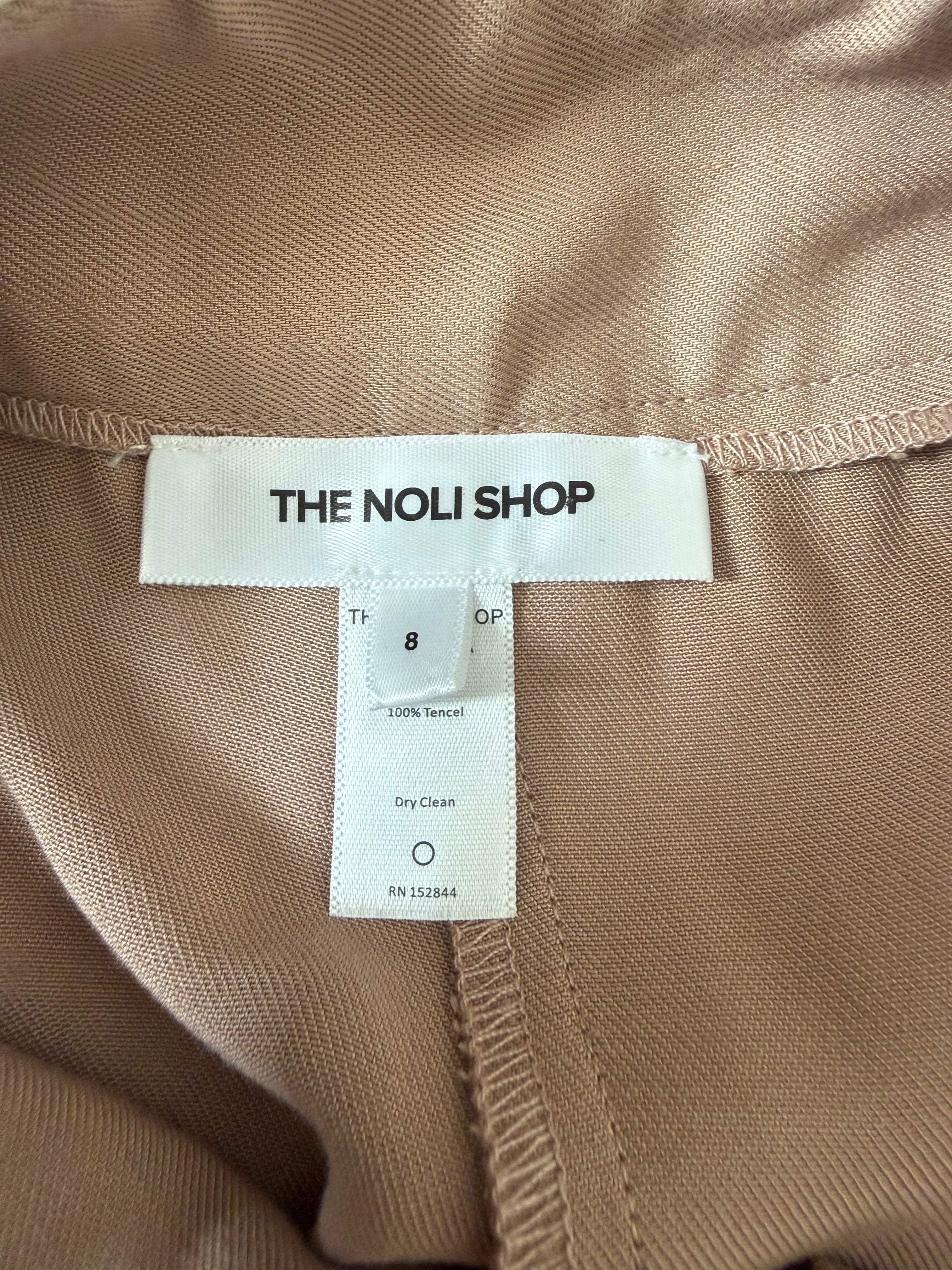 The Noli Shop 100% Tencel Size 8 Light Brown Straight Leg Pants With White Waistband
