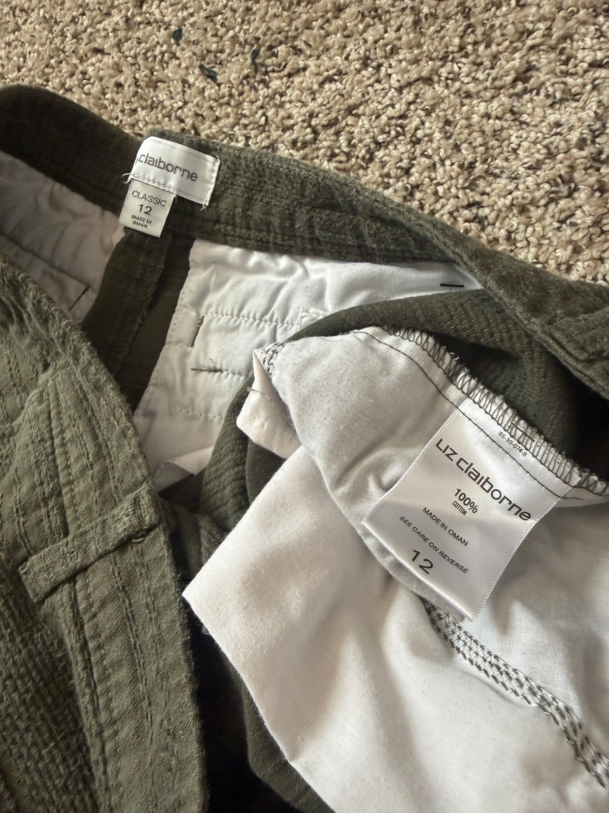 Liz Clairborne 100% Cotton Size 12 Forest Green Shorts