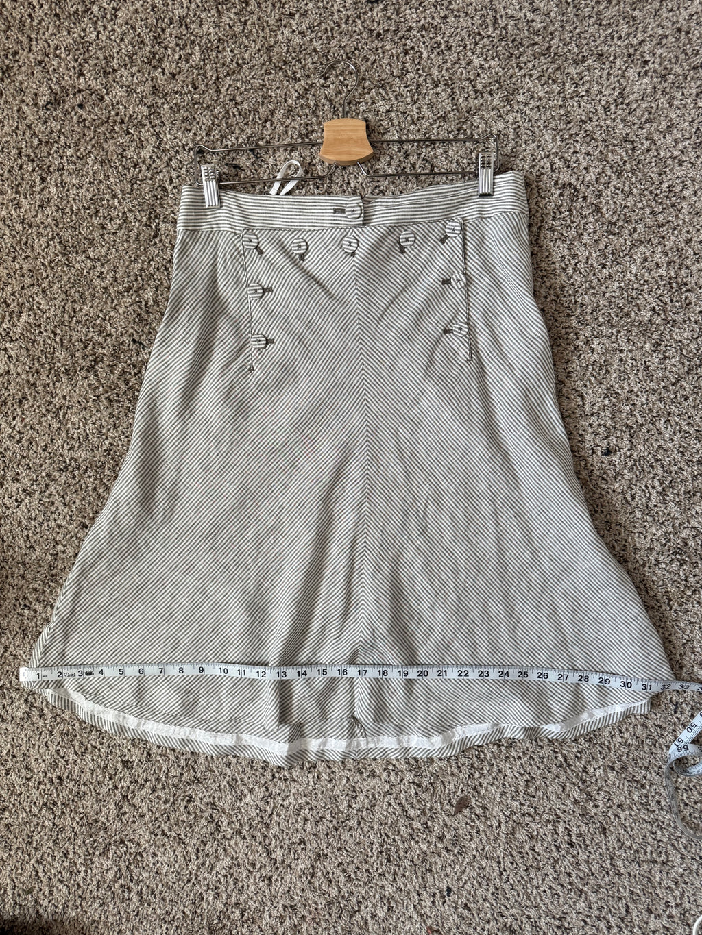 J. Crew 100% Linen Size 8 Button Detail Midi Skirt