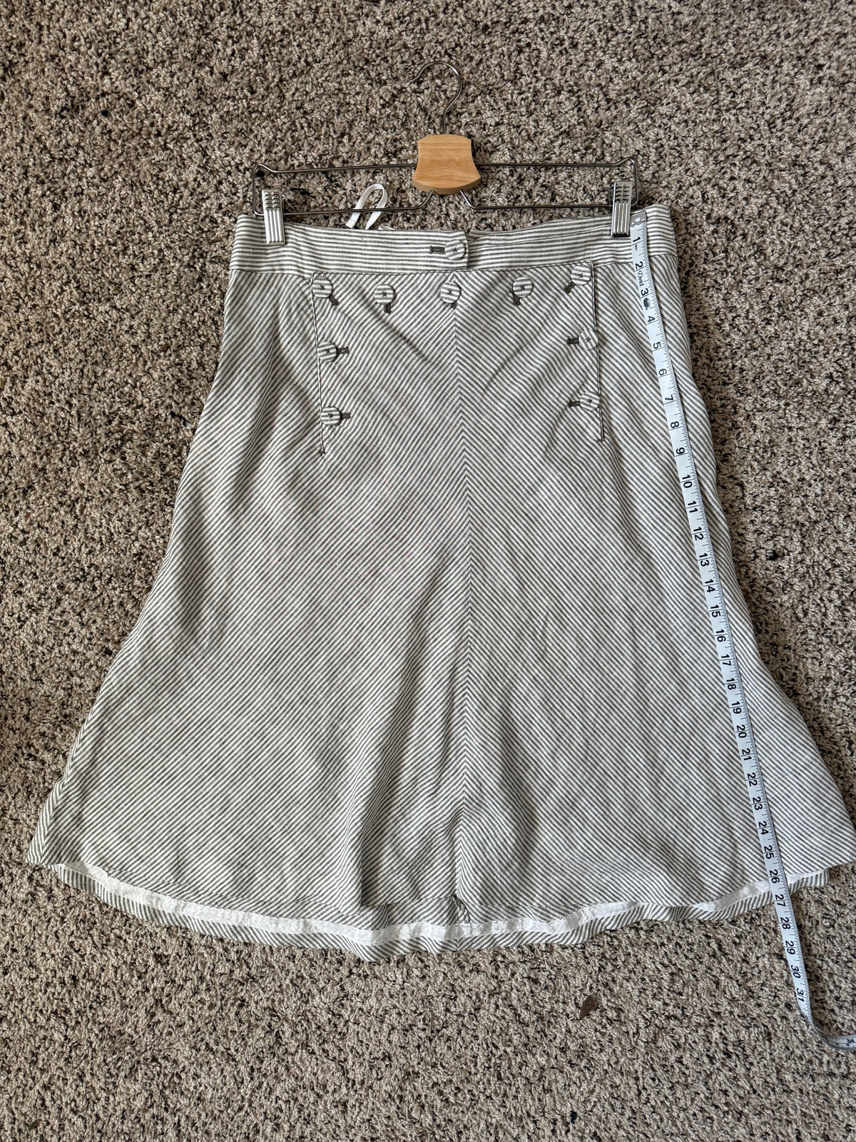 J. Crew 100% Linen Size 8 Button Detail Midi Skirt