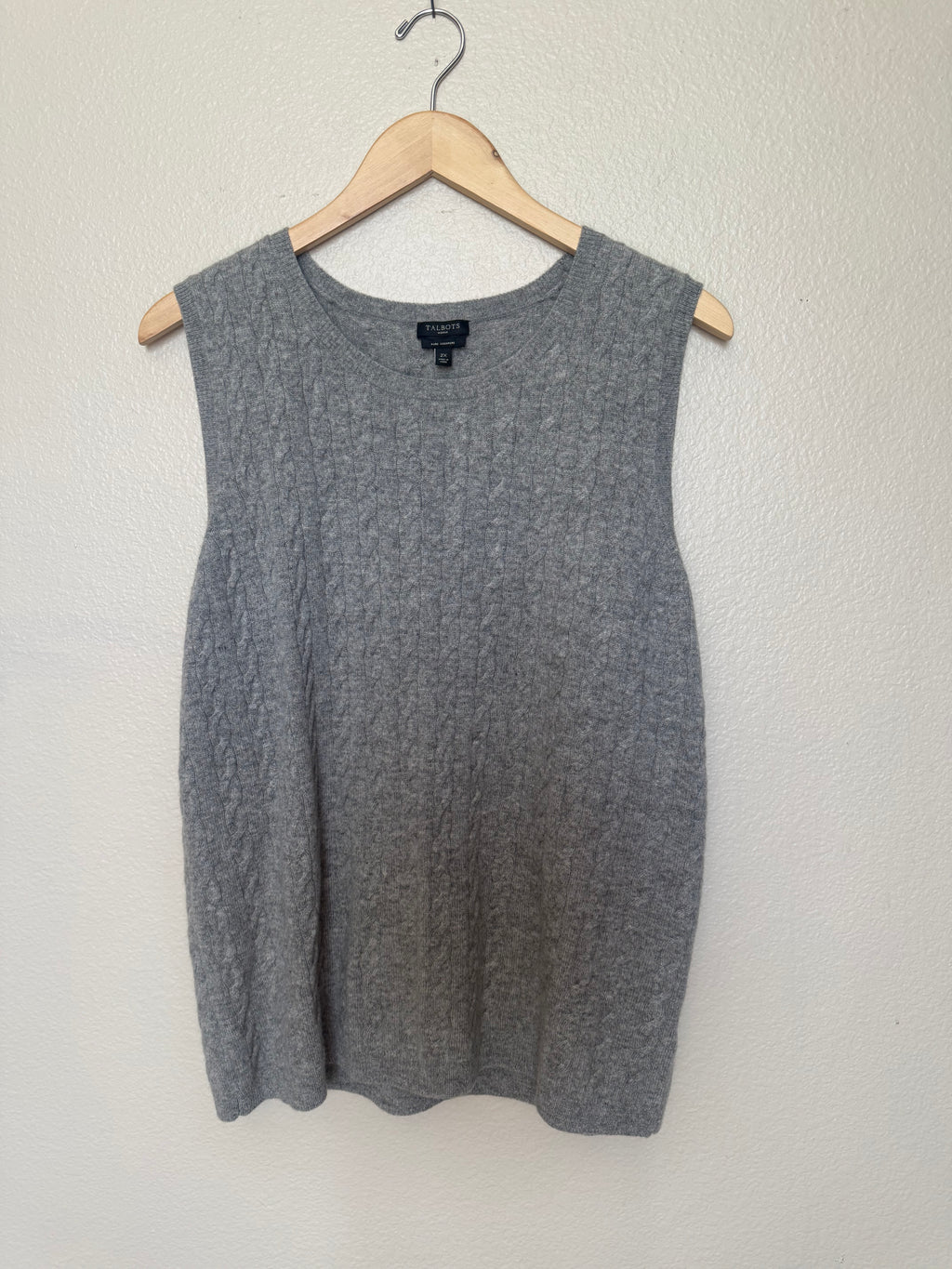 Talbots 100% Cashmere 2X Grey Tank Top