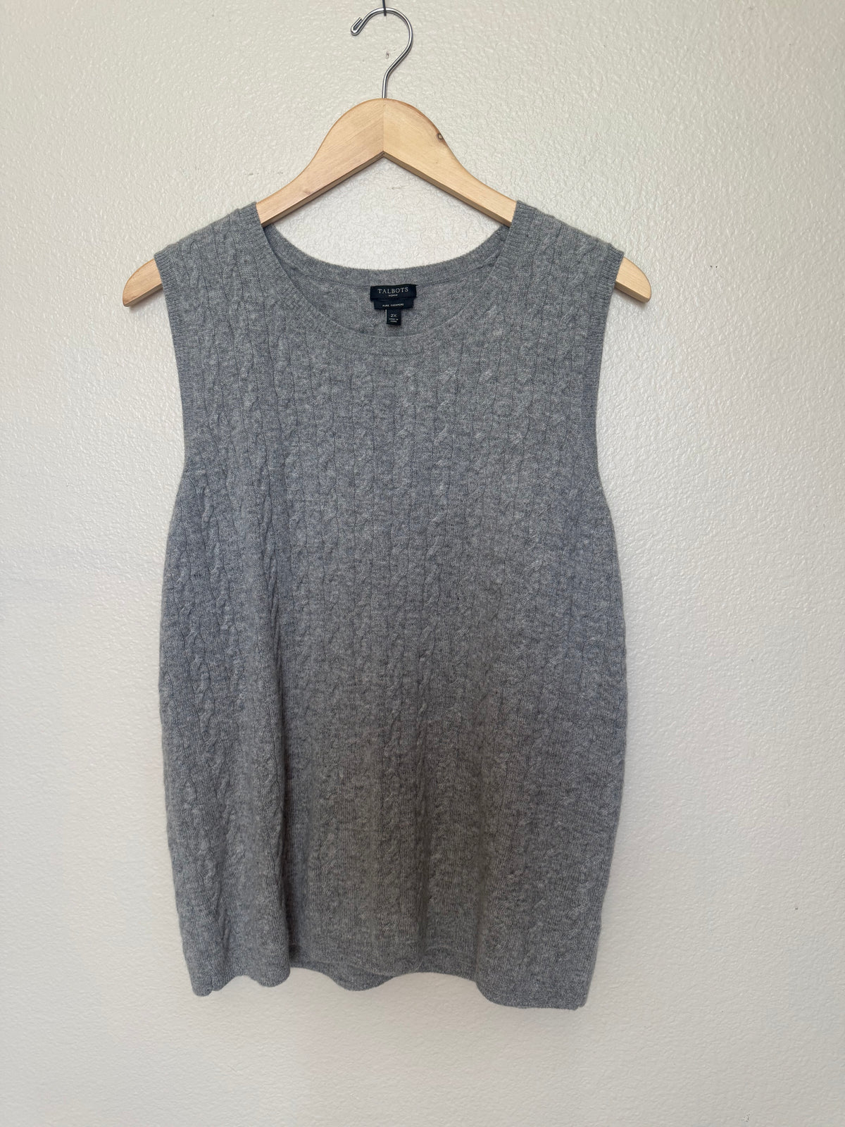 Talbots 100% Cashmere 2X Grey Tank Top