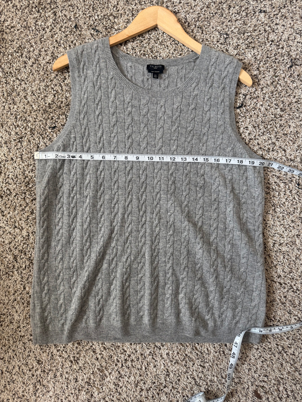 Talbots 100% Cashmere 2X Grey Tank Top