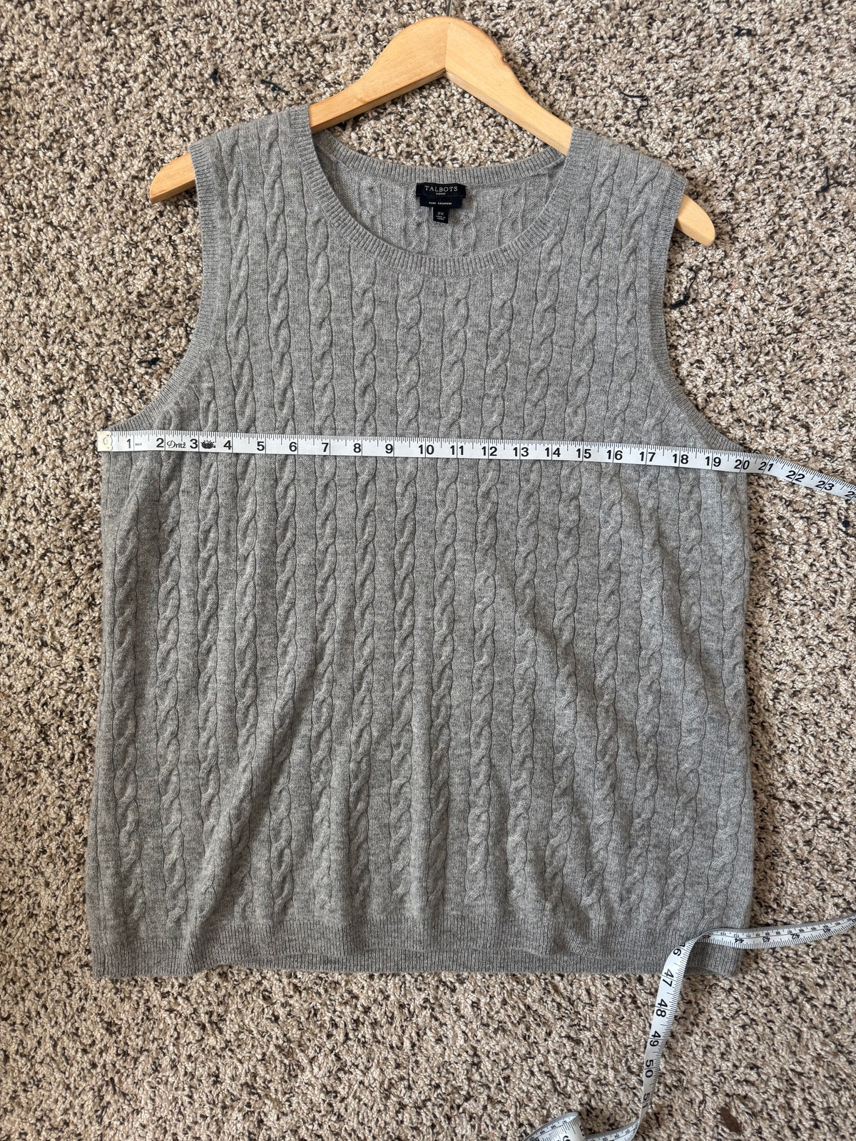 Talbots 100% Cashmere 2X Grey Tank Top