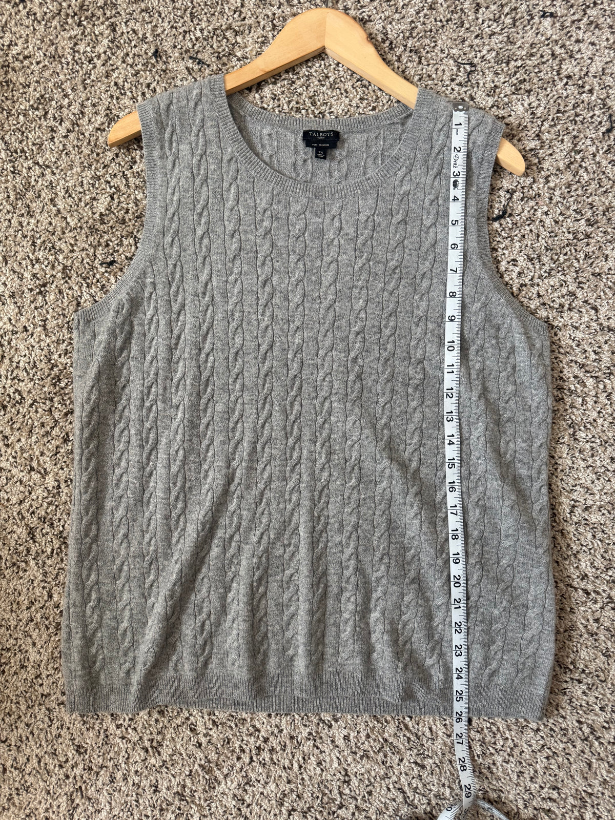 Talbots 100% Cashmere 2X Grey Tank Top