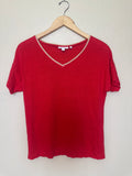 Chico's 100% Linen Size 0 Red V-Neck Short Sleeve