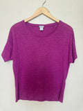 Chico's 100% Linen Size 0 Purple/Fuchsia Crew Neck Short Sleeve