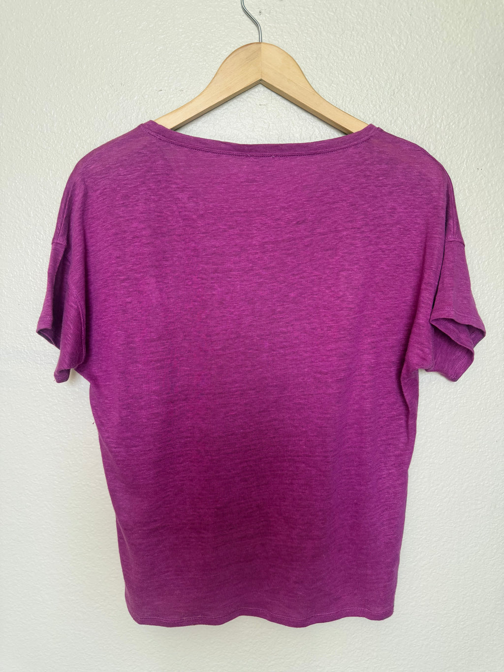Chico's 100% Linen Size 0 Purple/Fuchsia Crew Neck Short Sleeve