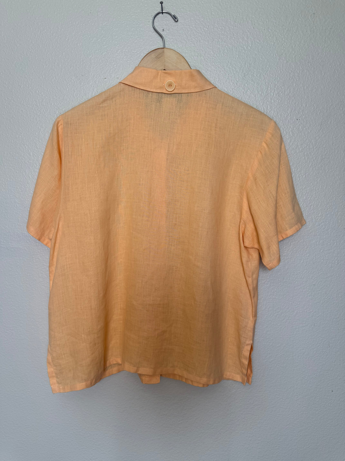 David Dart 100% Linen S Pastel Orange Button Down Short Sleeve Shirt