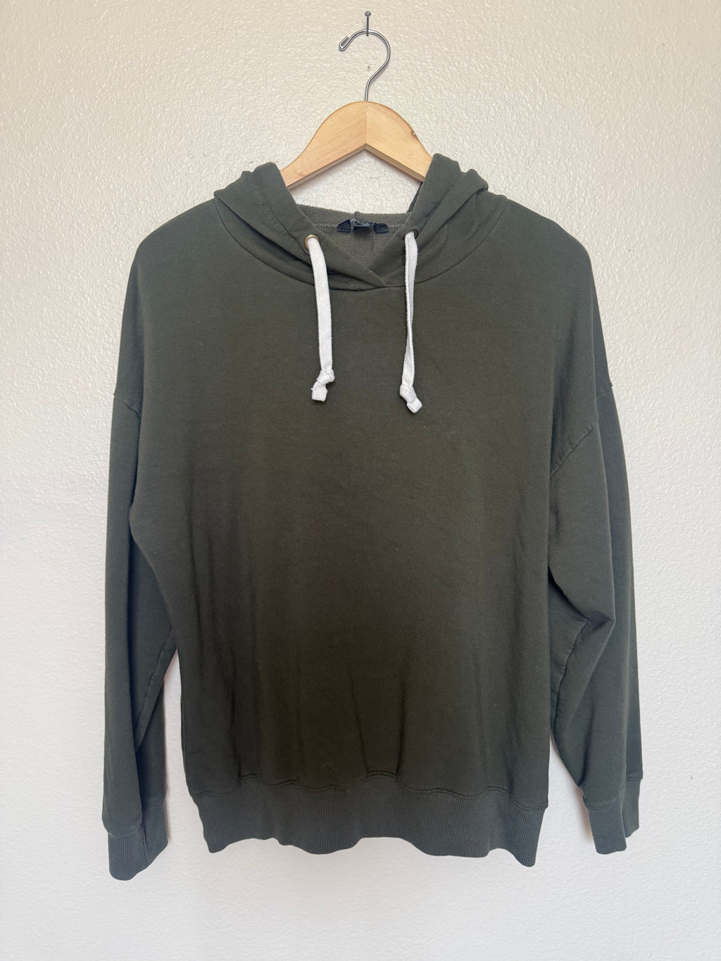 Buffalo David Bitton 70% Viscose 16% Cotton 11% Polyester 3% Elastane M Forest Green With White Drawstring Hoodie