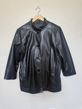 L.N.R 100% Genuine Leather S Black 3/4 Sleeve Button Down Jacket