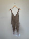 Bella Moda 100% Viscose 1X Tan and White Flowy Tank Top