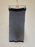 Eva Mendes 97% Cotton 2% Nylon 1% Metallic S Sparkly Navy Blue and White Skirt/Dress