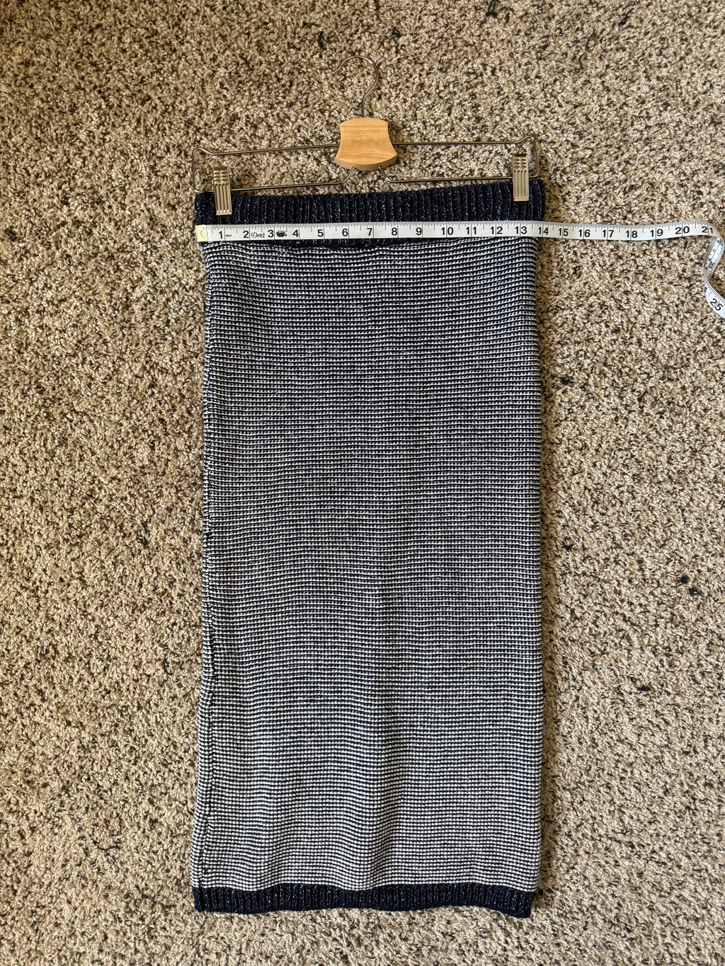 Eva Mendes 97% Cotton 2% Nylon 1% Metallic S Sparkly Navy Blue and White Skirt/Dress