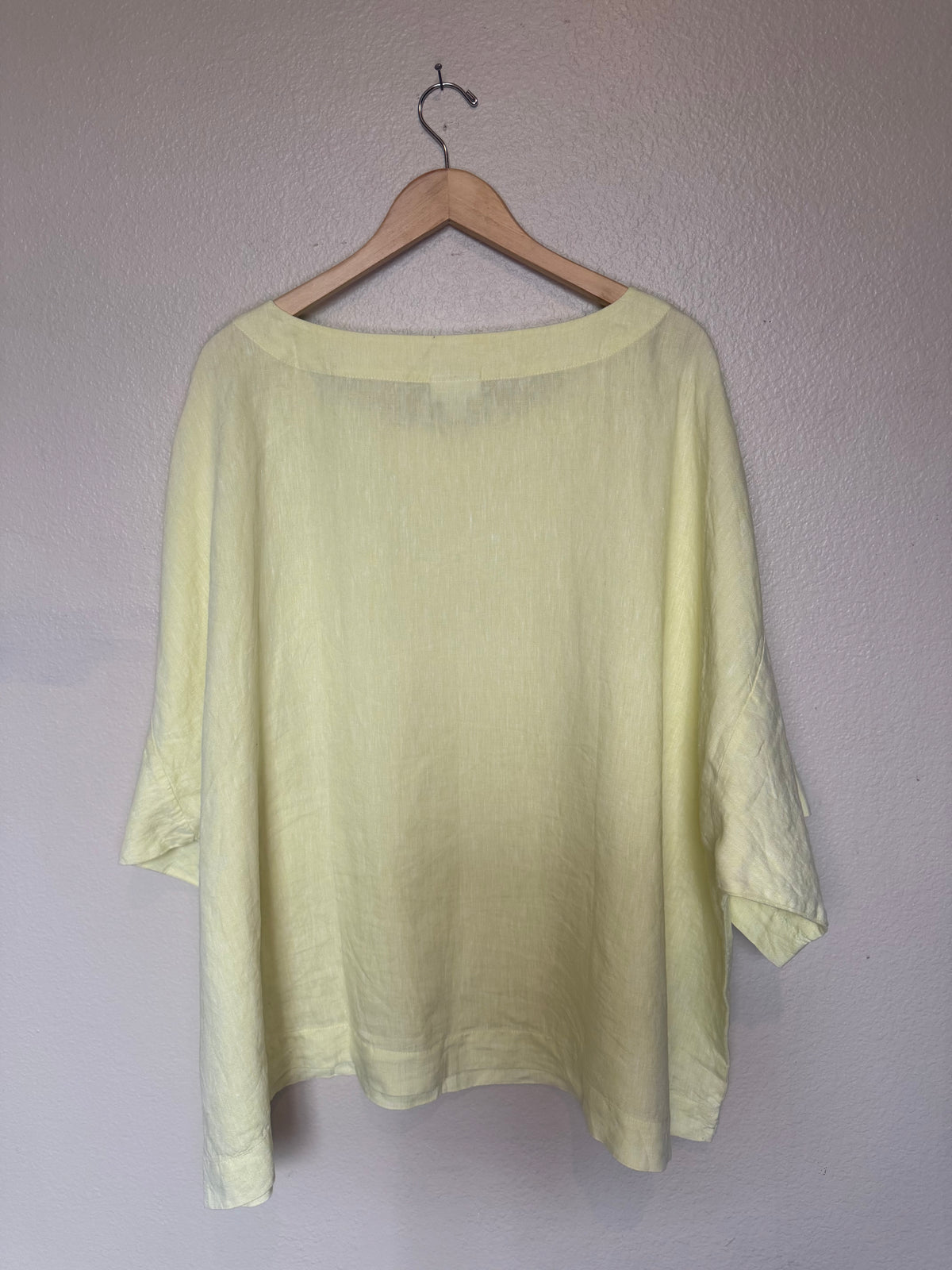 Pure Jill 100% Linen 3X Pastel Yellow Short Sleeve Crew Neck