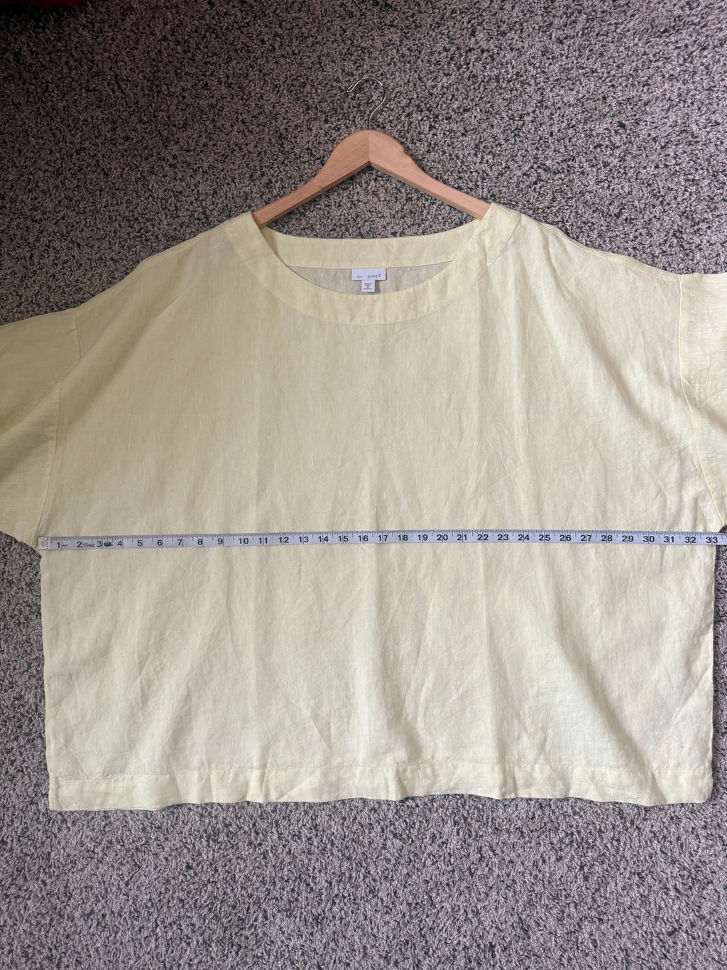Pure Jill 100% Linen 3X Pastel Yellow Short Sleeve Crew Neck