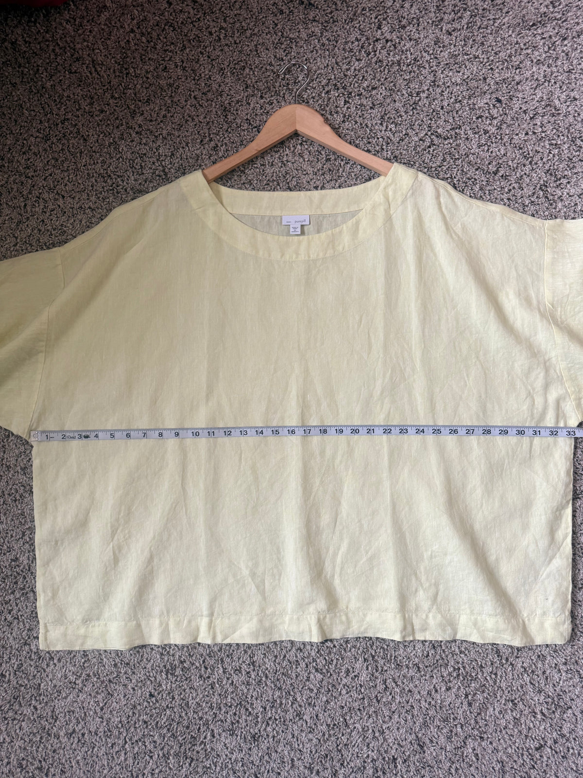 Pure Jill 100% Linen 3X Pastel Yellow Short Sleeve Crew Neck