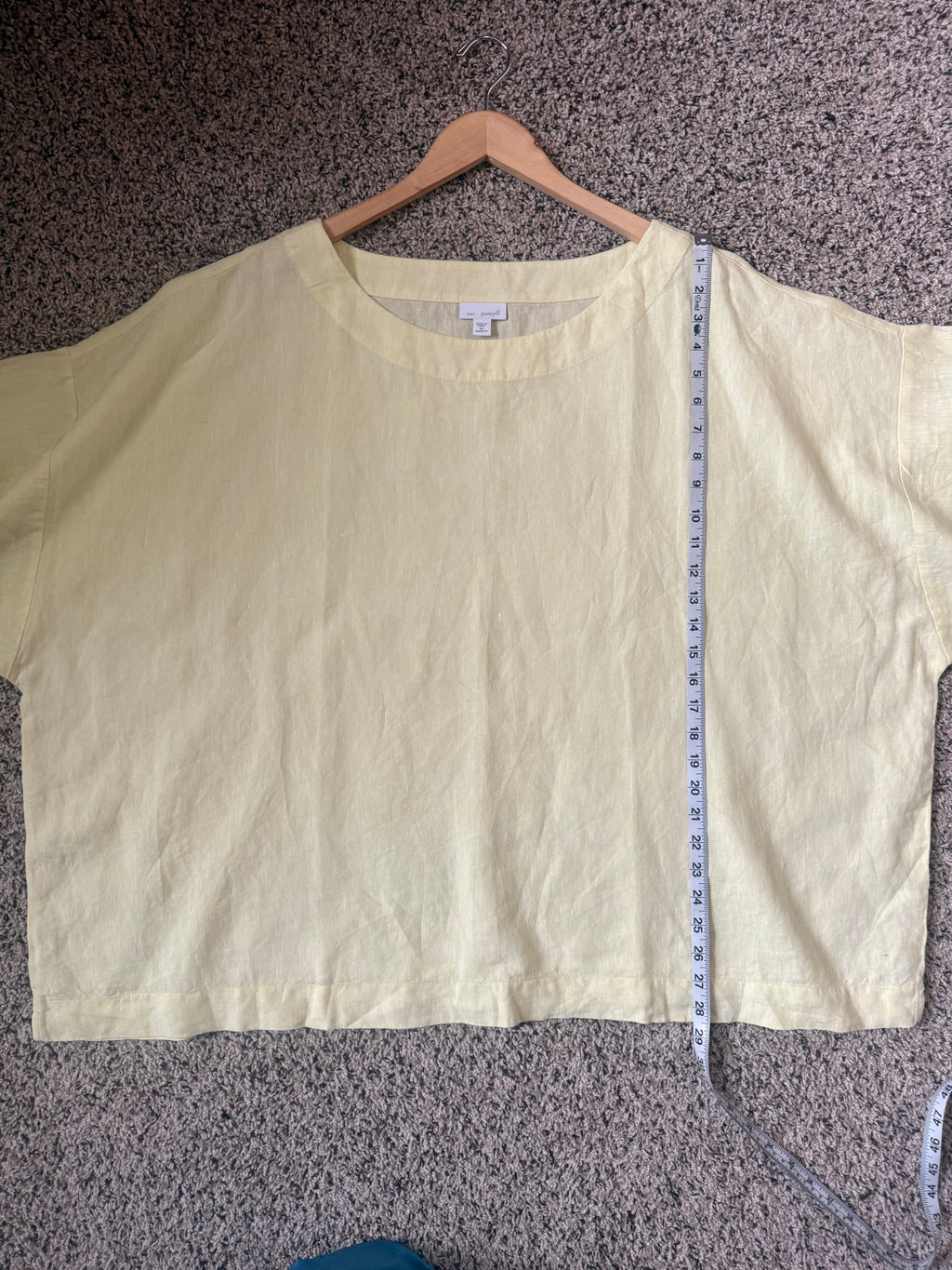 Pure Jill 100% Linen 3X Pastel Yellow Short Sleeve Crew Neck