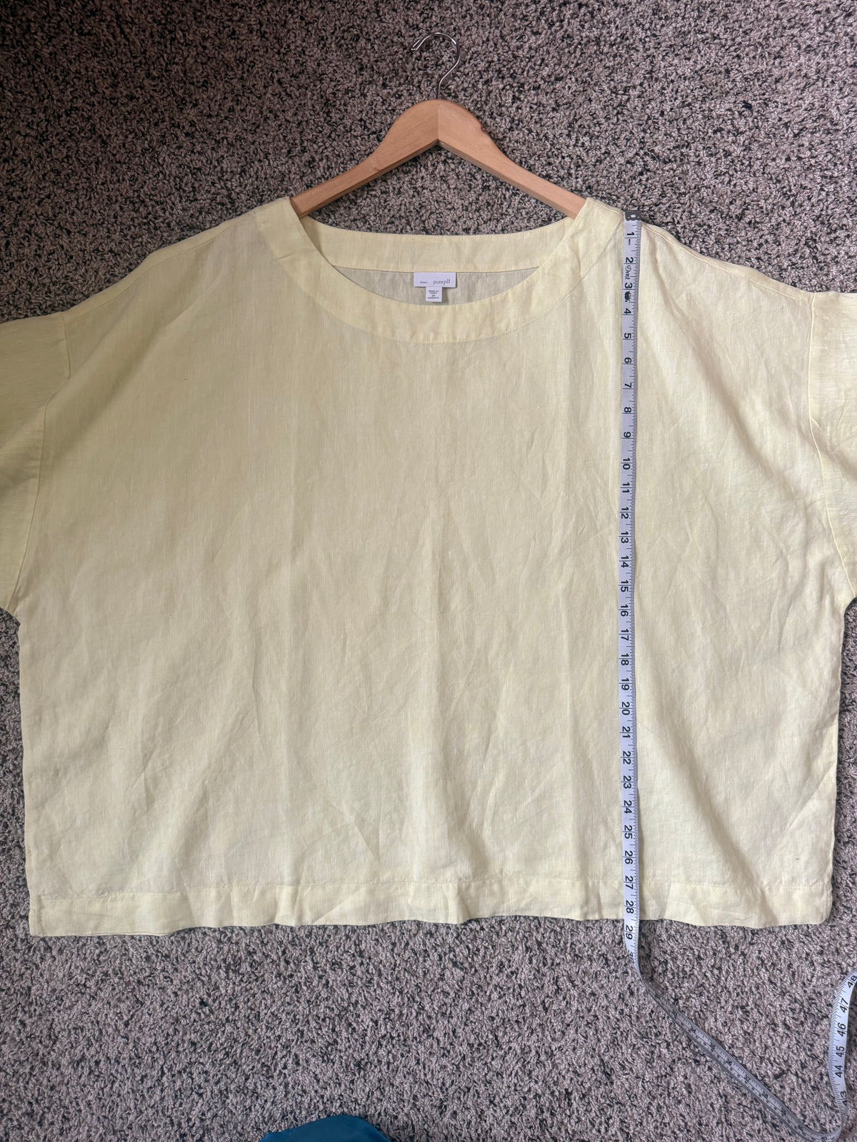 Pure Jill 100% Linen 3X Pastel Yellow Short Sleeve Crew Neck