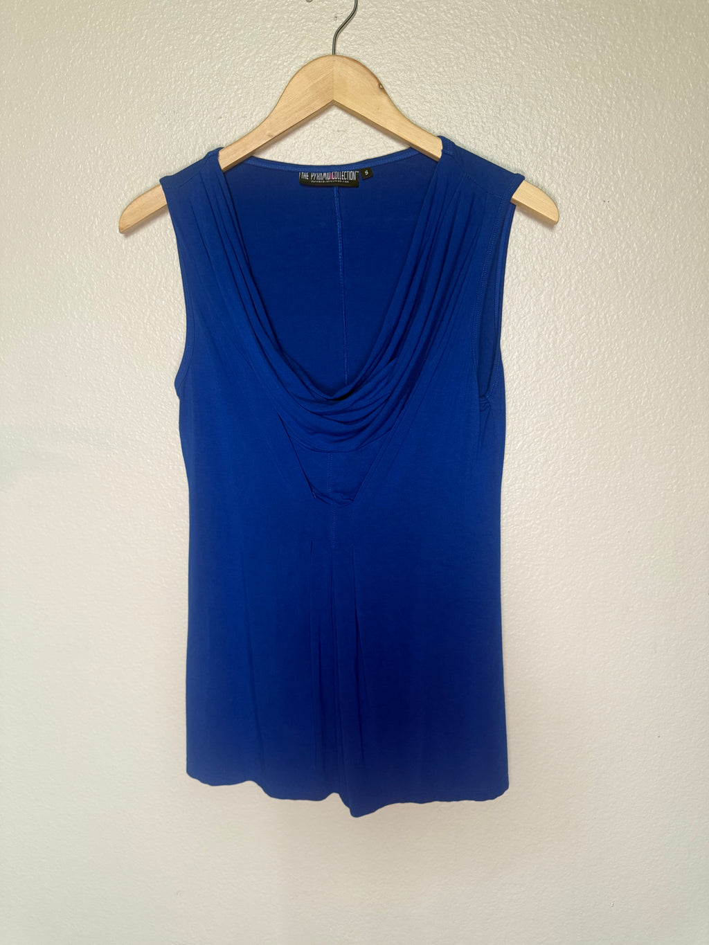 The Pyramid Collection 92% Rayon 8% Spandex S Royal Blue Cowl Neck Tank Top
