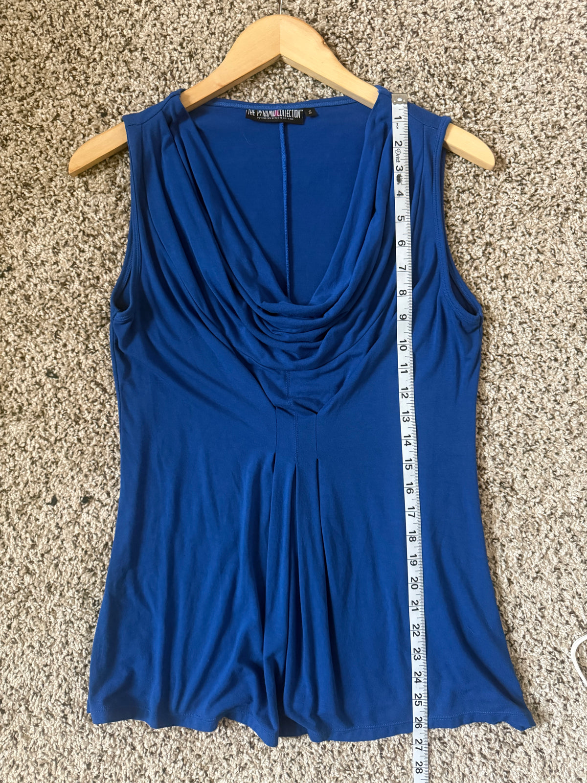 The Pyramid Collection 92% Rayon 8% Spandex S Royal Blue Cowl Neck Tank Top