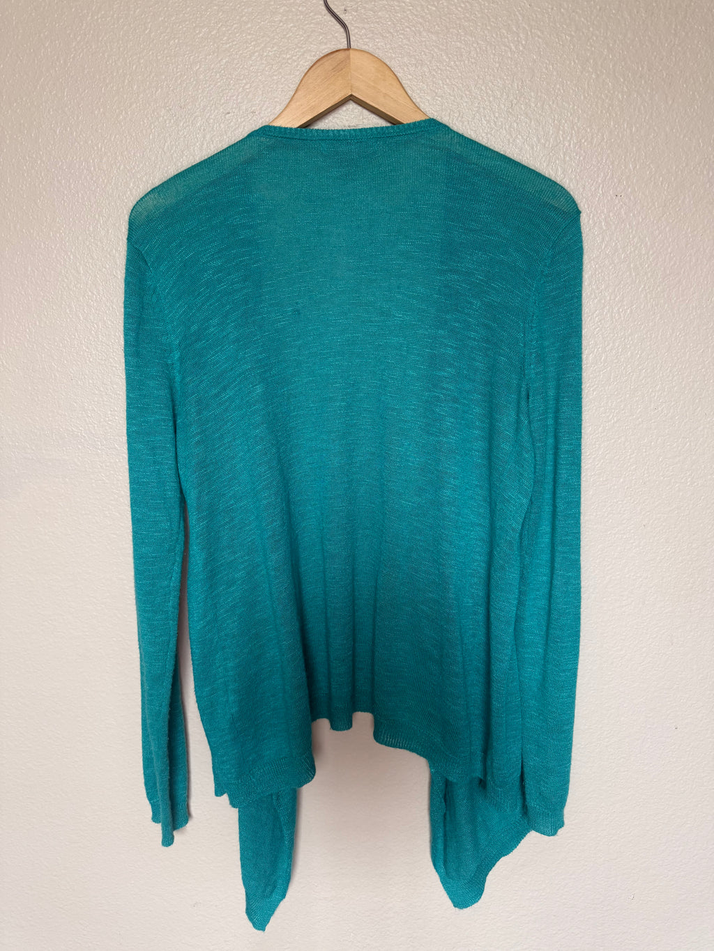 Roz & Ali 55% Ramie 45% Rayon M Teal Cardigan