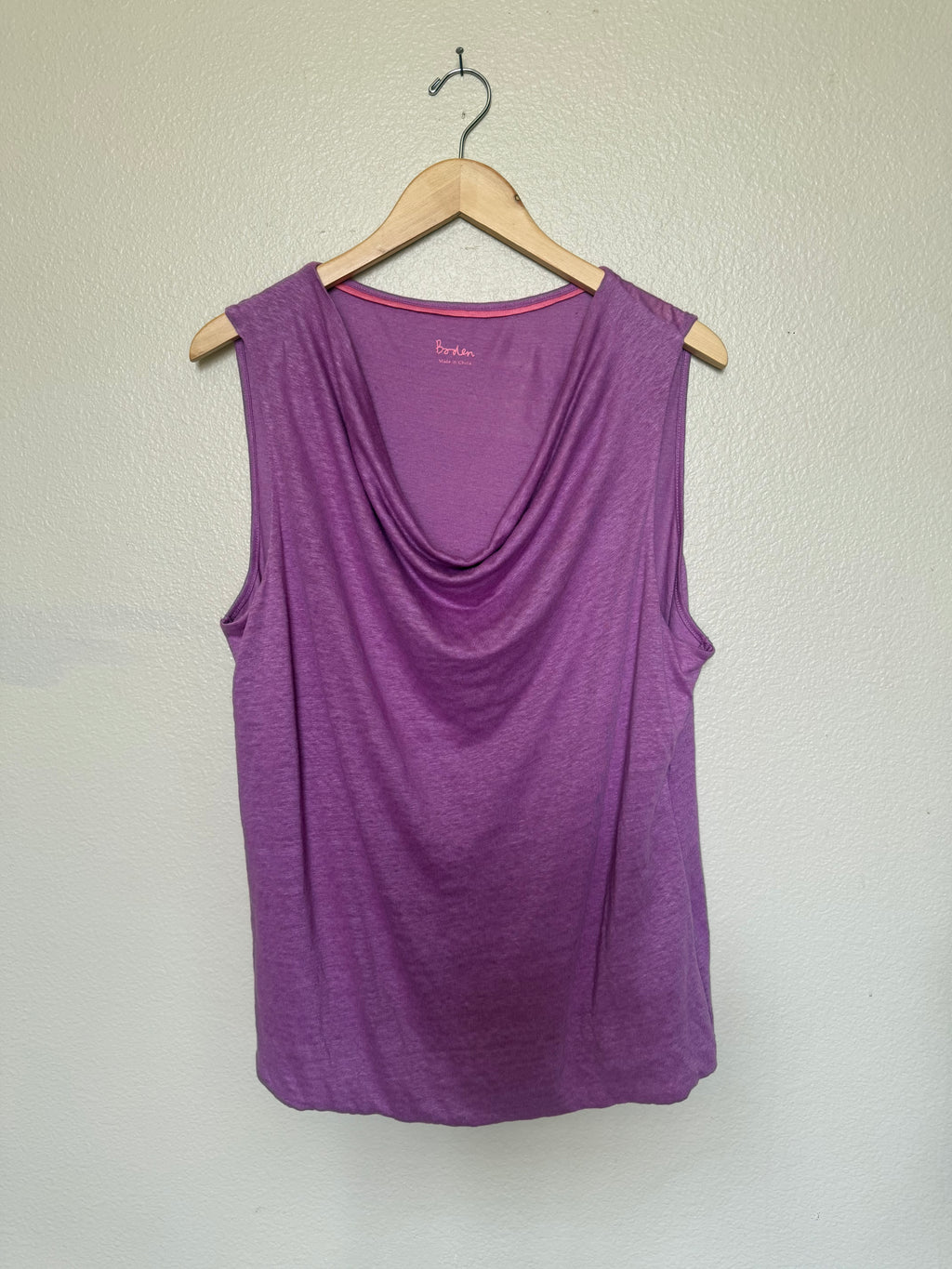 Boden 100% Linen Size 16 Purple Cowl Neck Tank Top