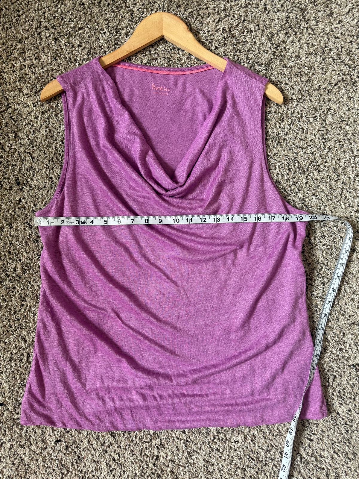 Boden 100% Linen Size 16 Purple Cowl Neck Tank Top