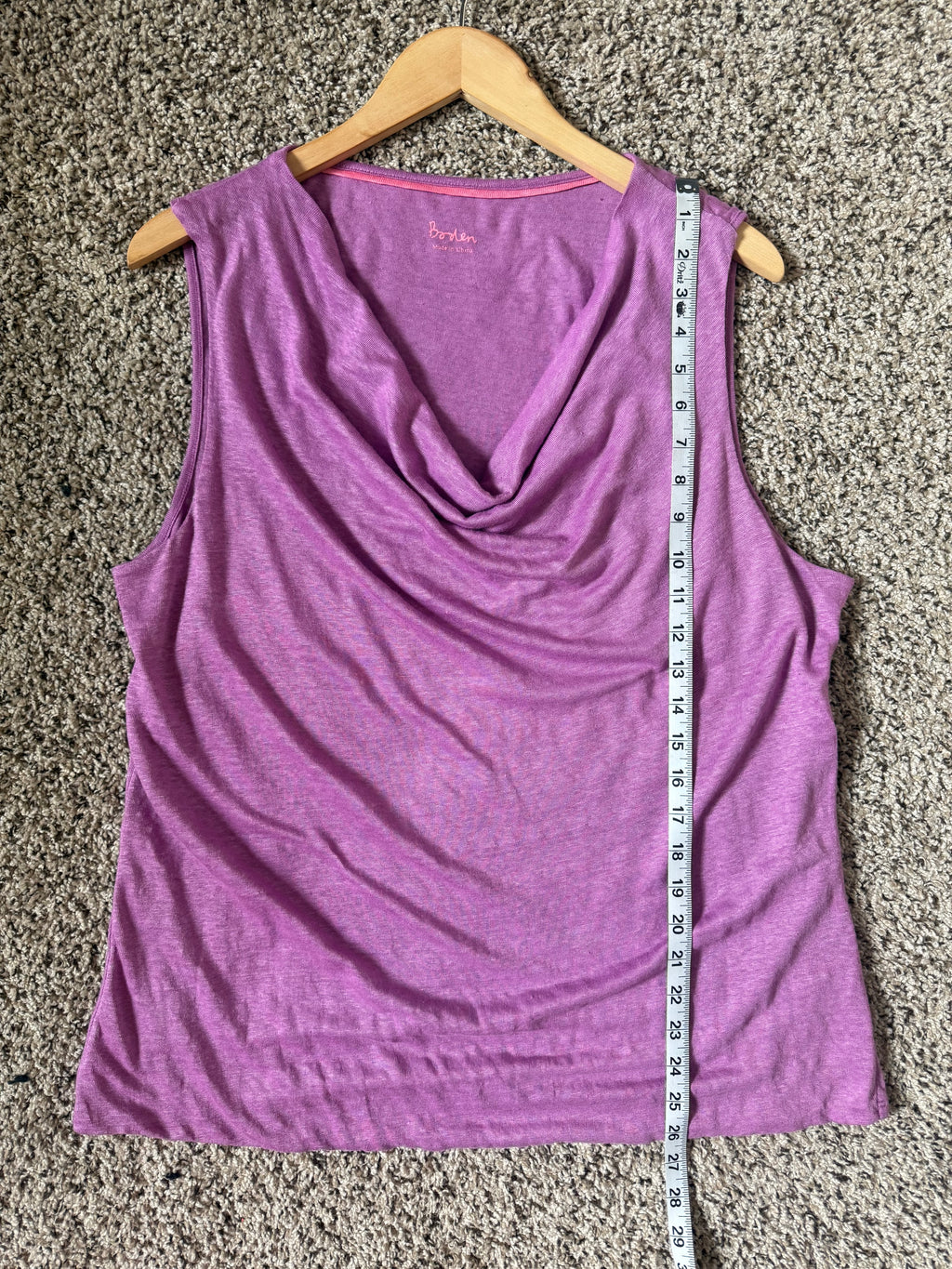Boden 100% Linen Size 16 Purple Cowl Neck Tank Top
