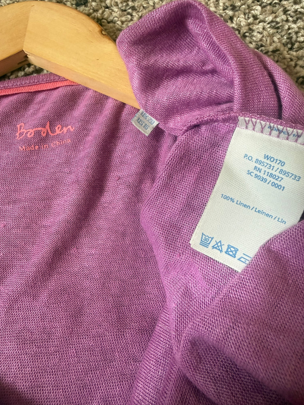 Boden 100% Linen Size 16 Purple Cowl Neck Tank Top