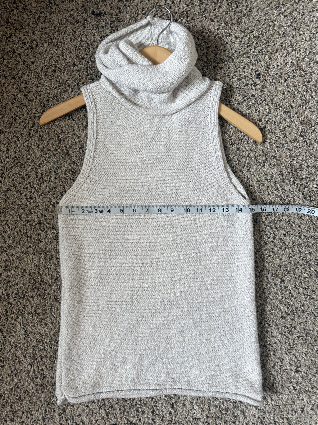 Velvet Heart 100% Cotton L Off White Turtleneck Tank Top