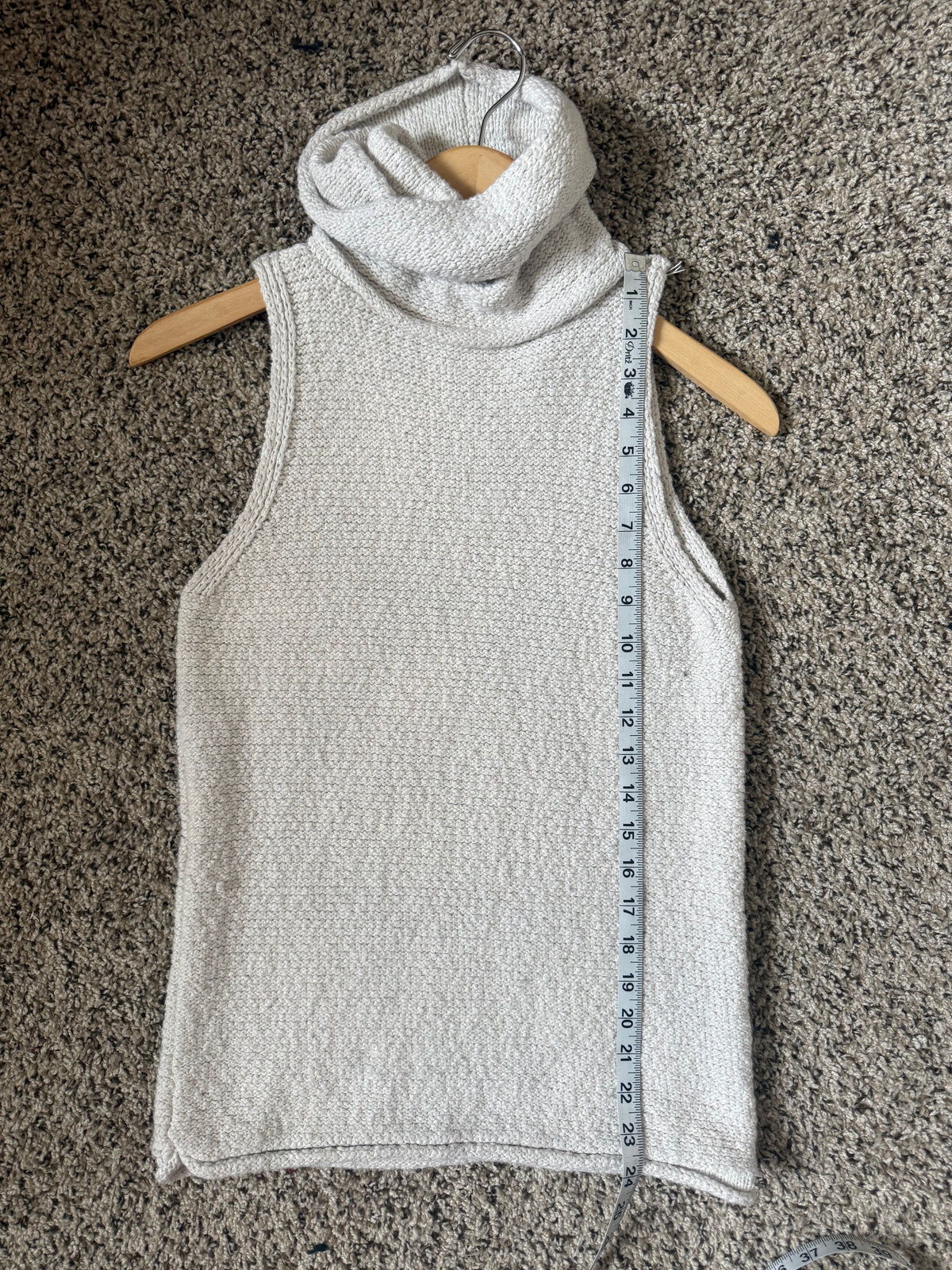 Velvet Heart 100% Cotton L Off White Turtleneck Tank Top