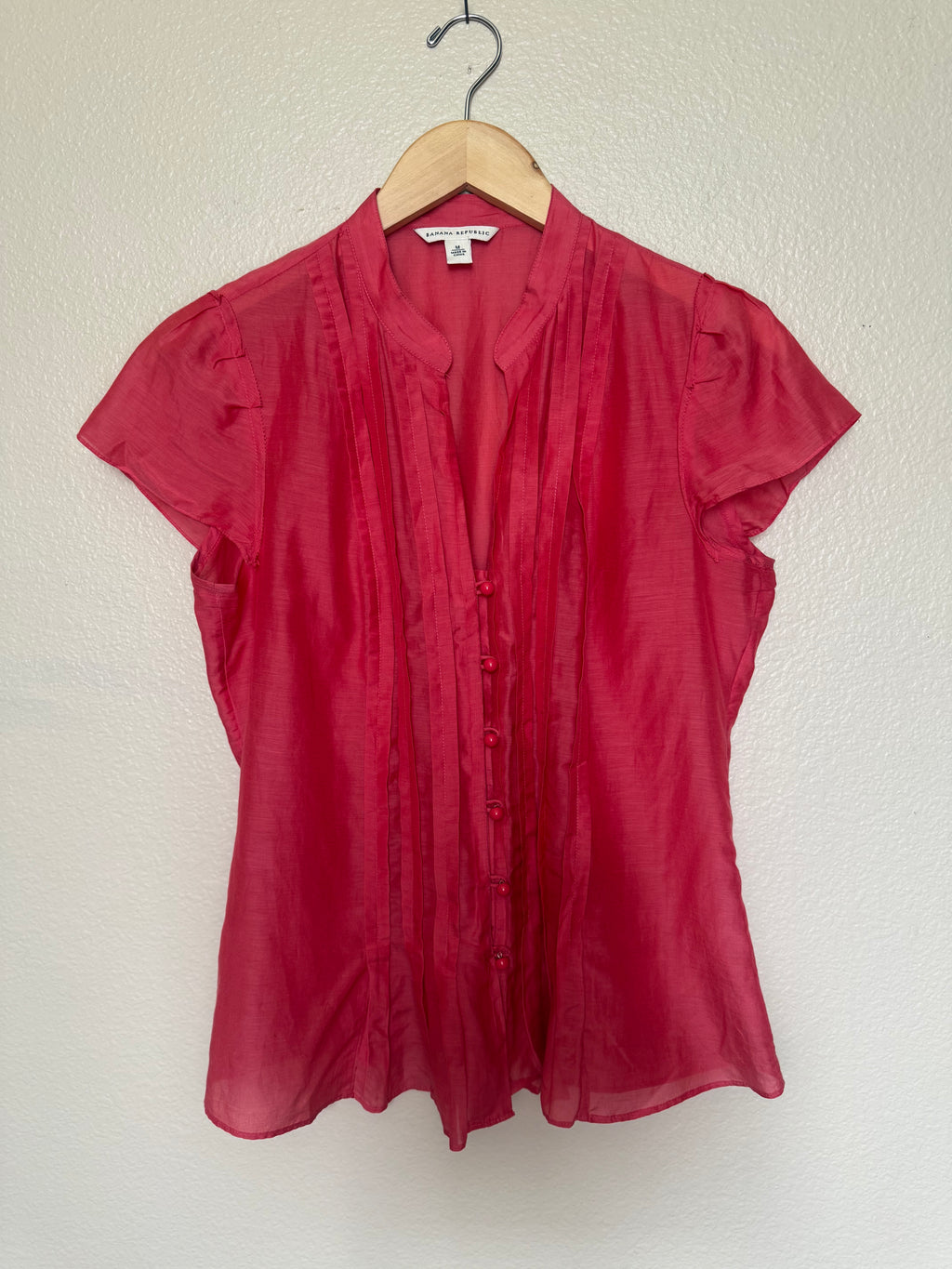 Banana Republic 72% Silk 28% Cotton M Coral Short Sleeve Blouse