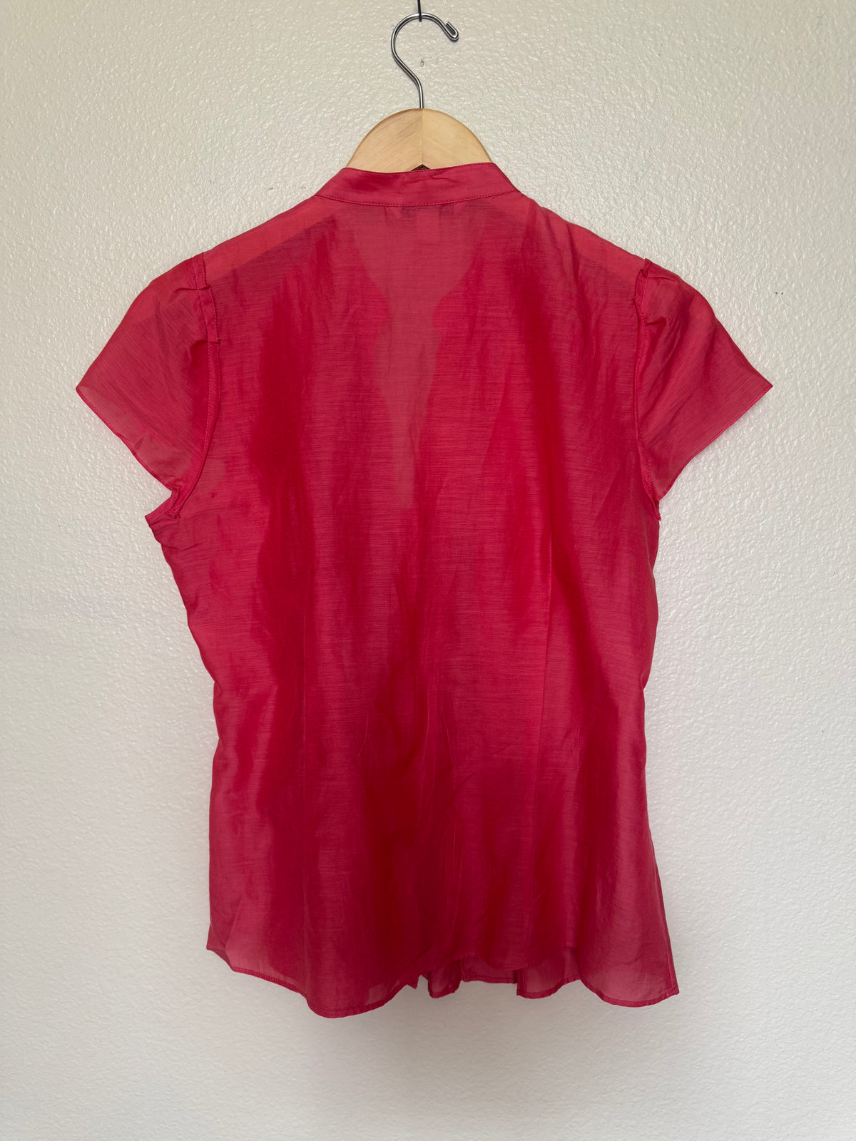 Banana Republic 72% Silk 28% Cotton M Coral Short Sleeve Blouse