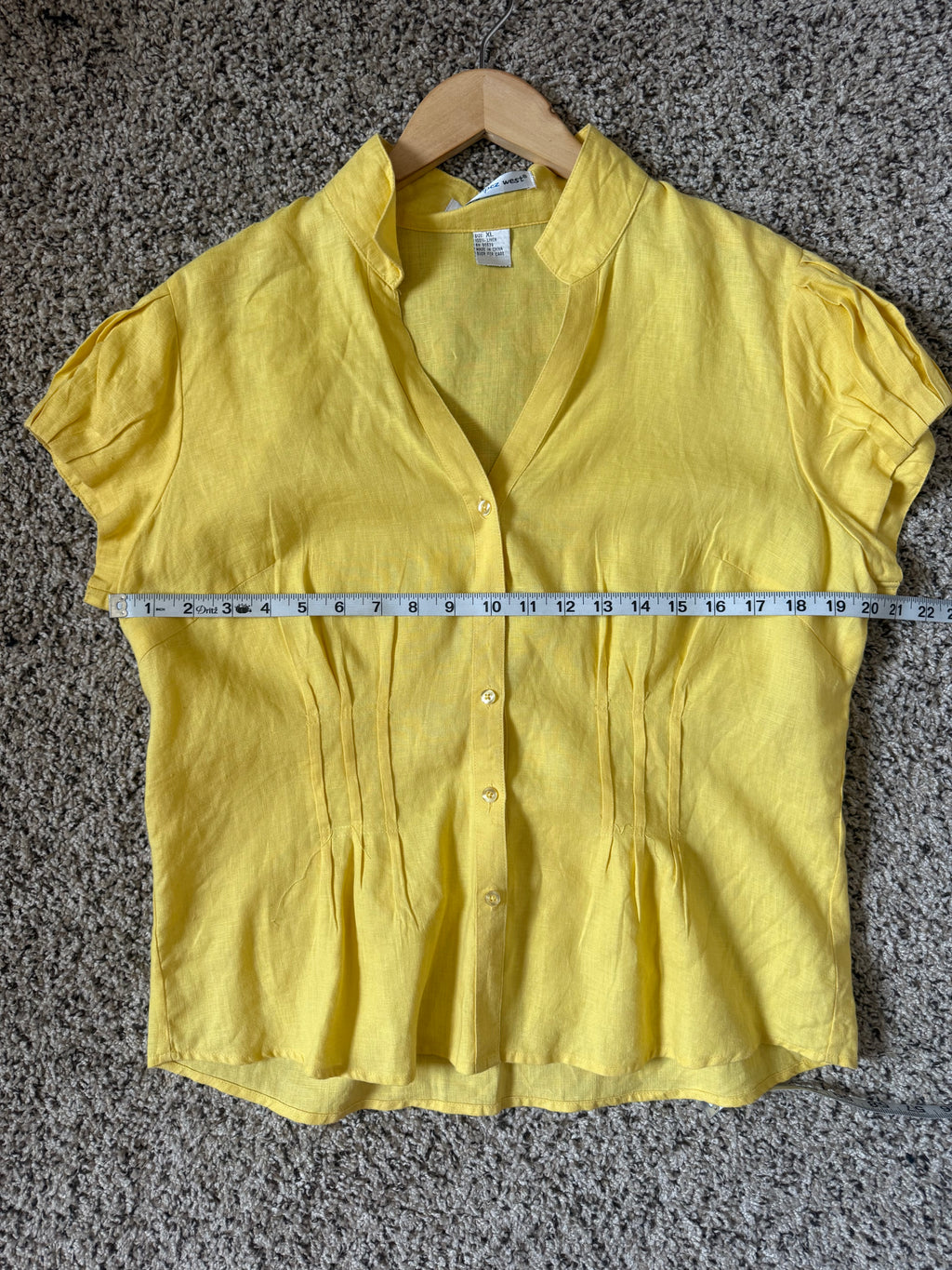 Saint Tropez West 100% Linen XL Yellow Short Sleeve Button Down