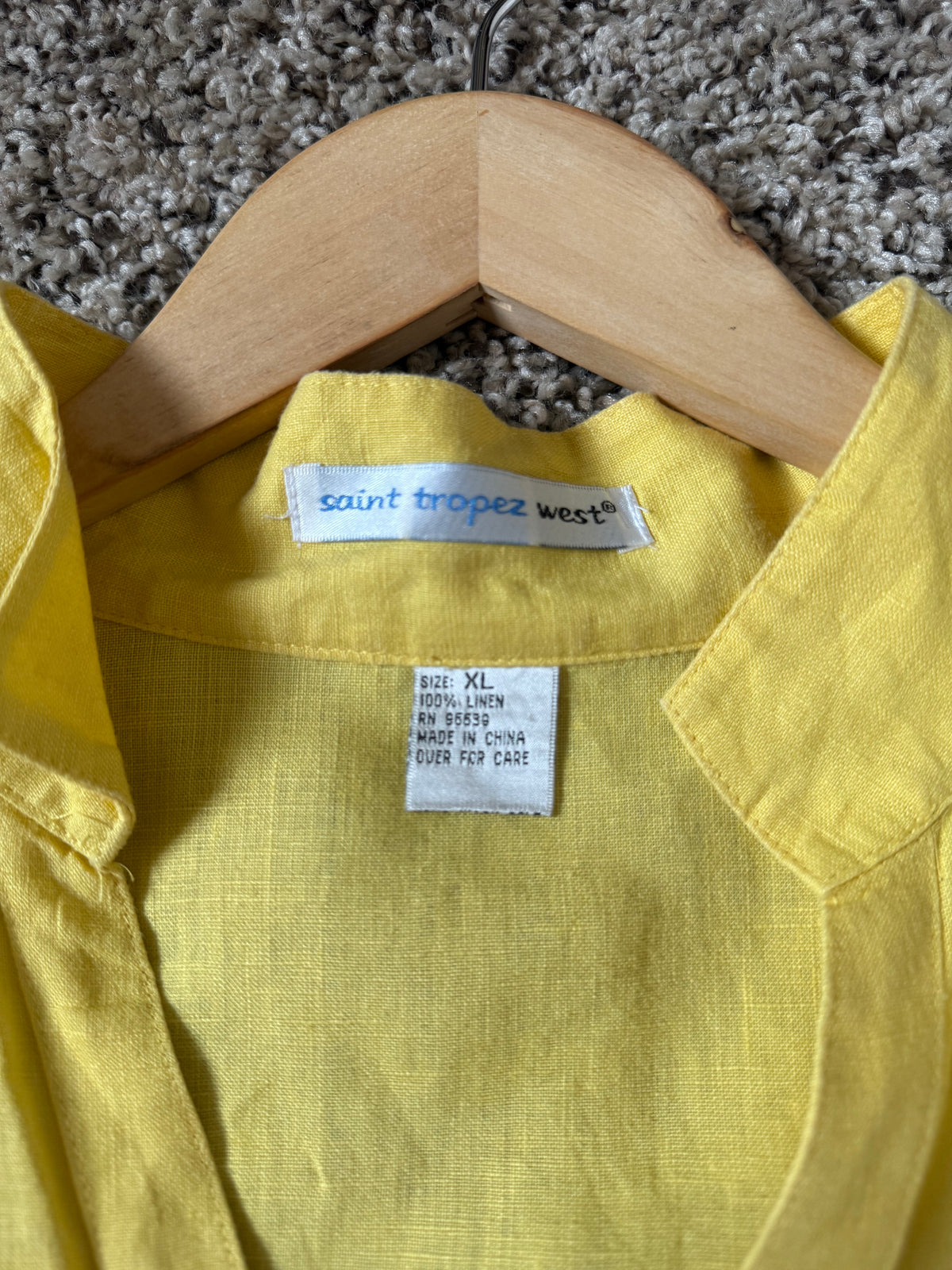 Saint Tropez West 100% Linen XL Yellow Short Sleeve Button Down