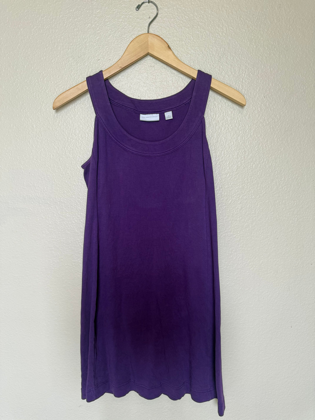 New York and Company 100% Cotton XS Purple High-Neck Halter Top Dress