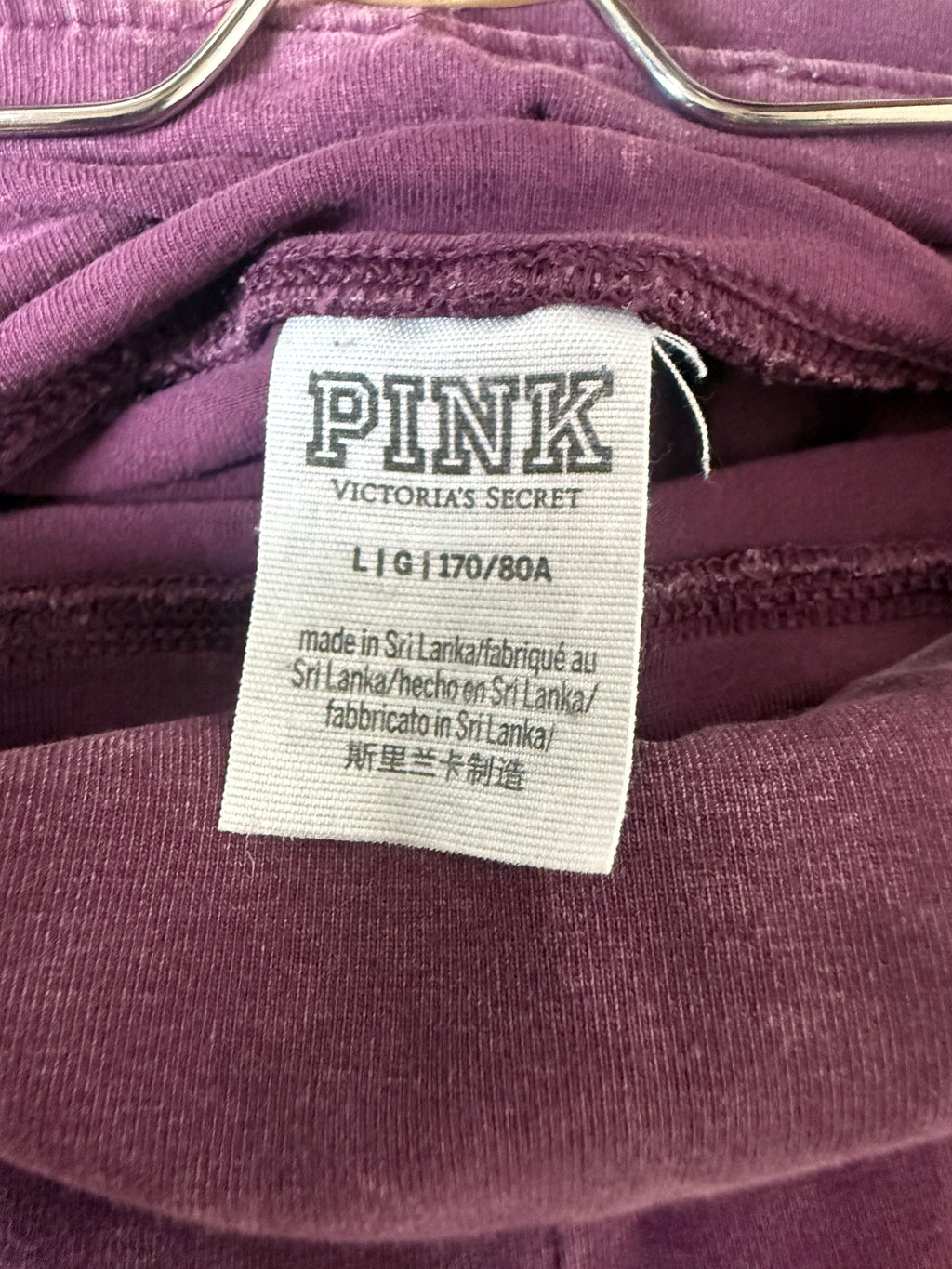 Pink Victoria's Secret 87% Cotton 13% Elastane L Faded Maroon Leggings