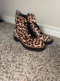 Gianni Bini Cow Hide Leather High Top Shoes with Rhinestone and Chain Detail Size 6