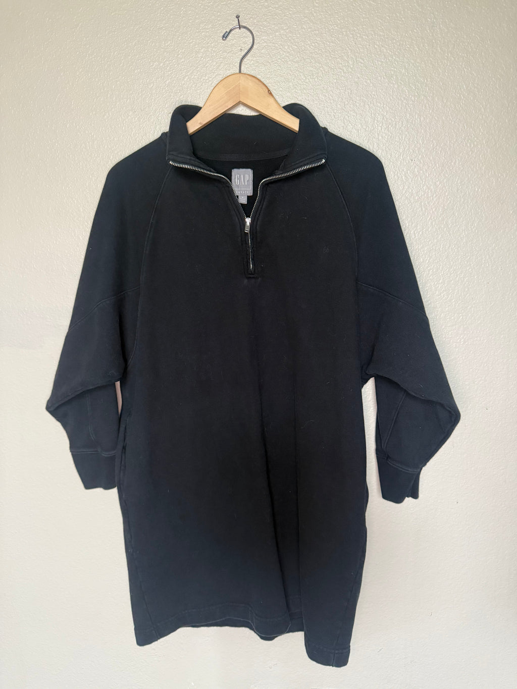 Gap 100% Cotton M Petite Black Sweatshirt Dress