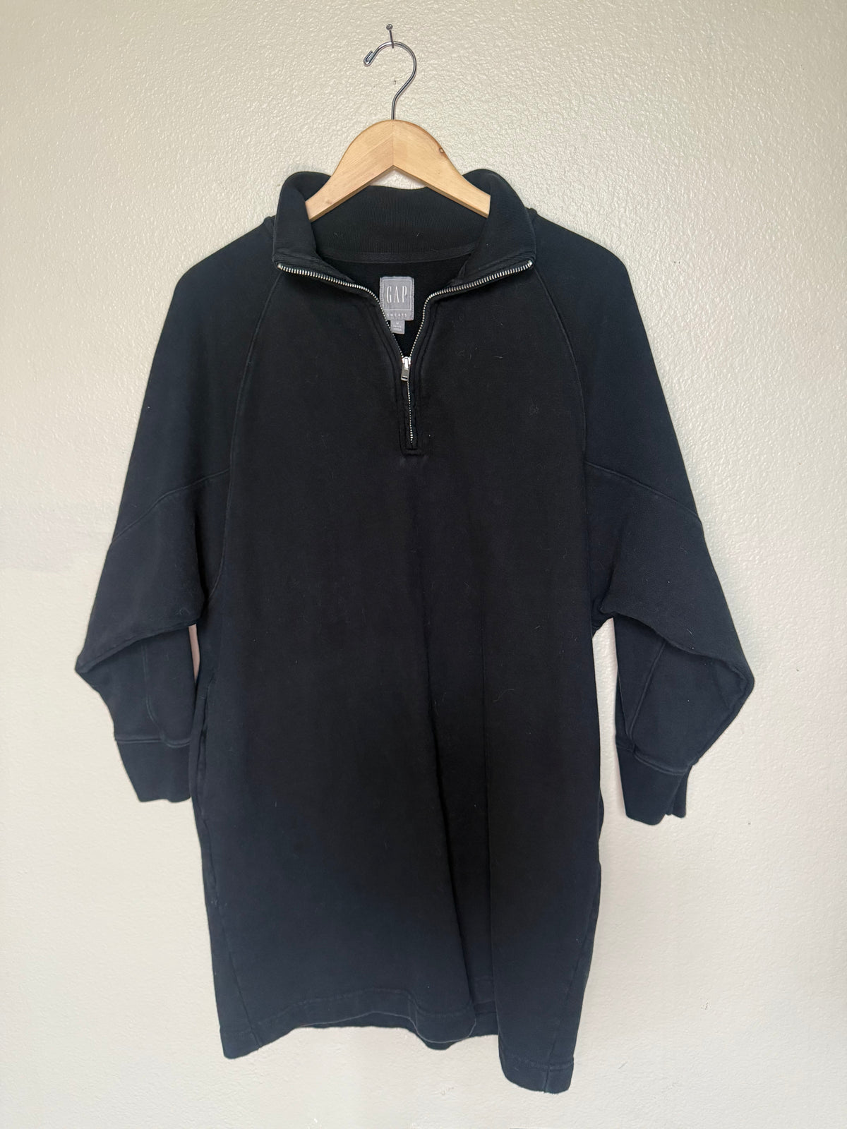 Gap 100% Cotton M Petite Black Sweatshirt Dress