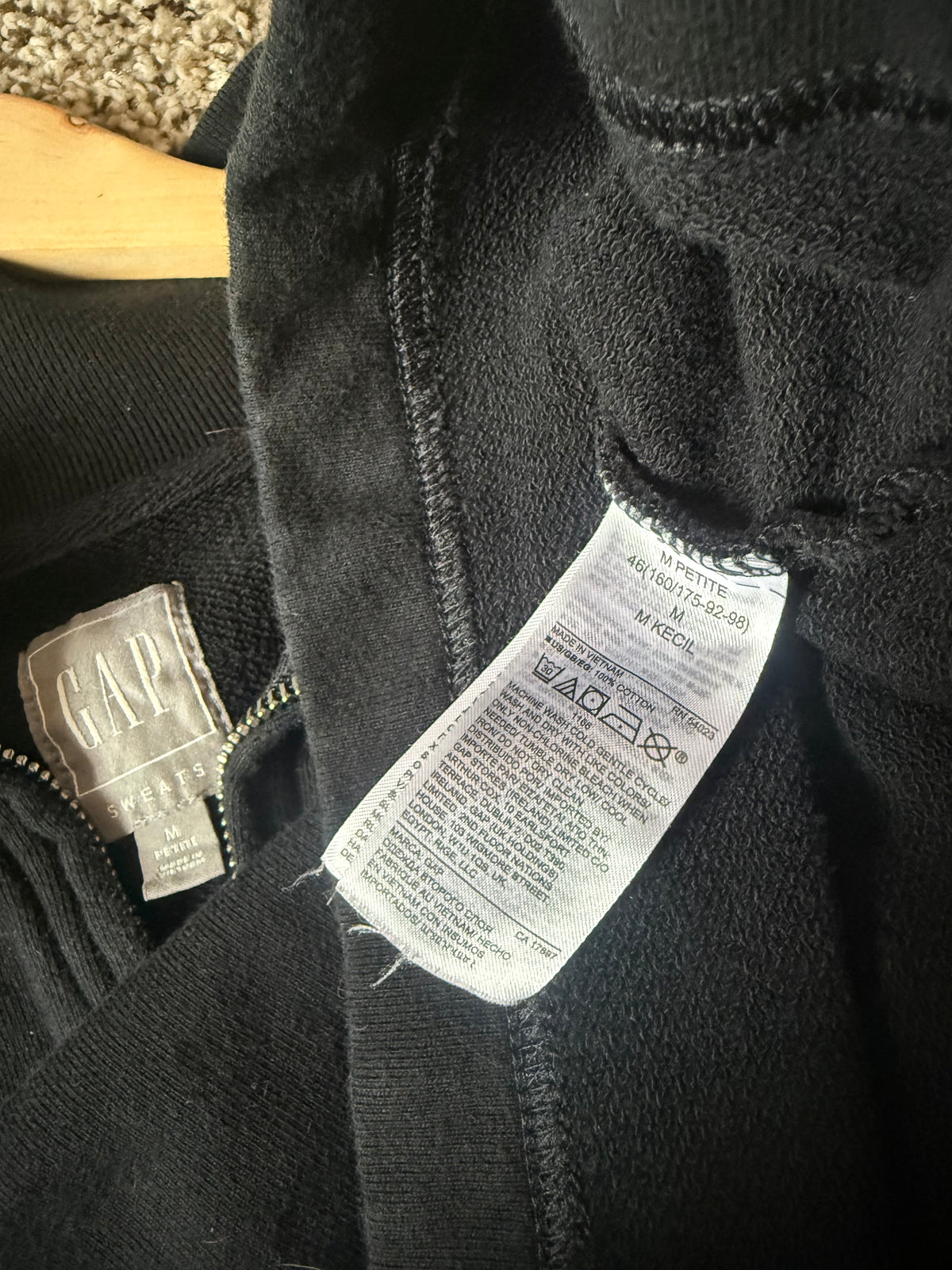 Gap 100% Cotton M Petite Black Sweatshirt Dress