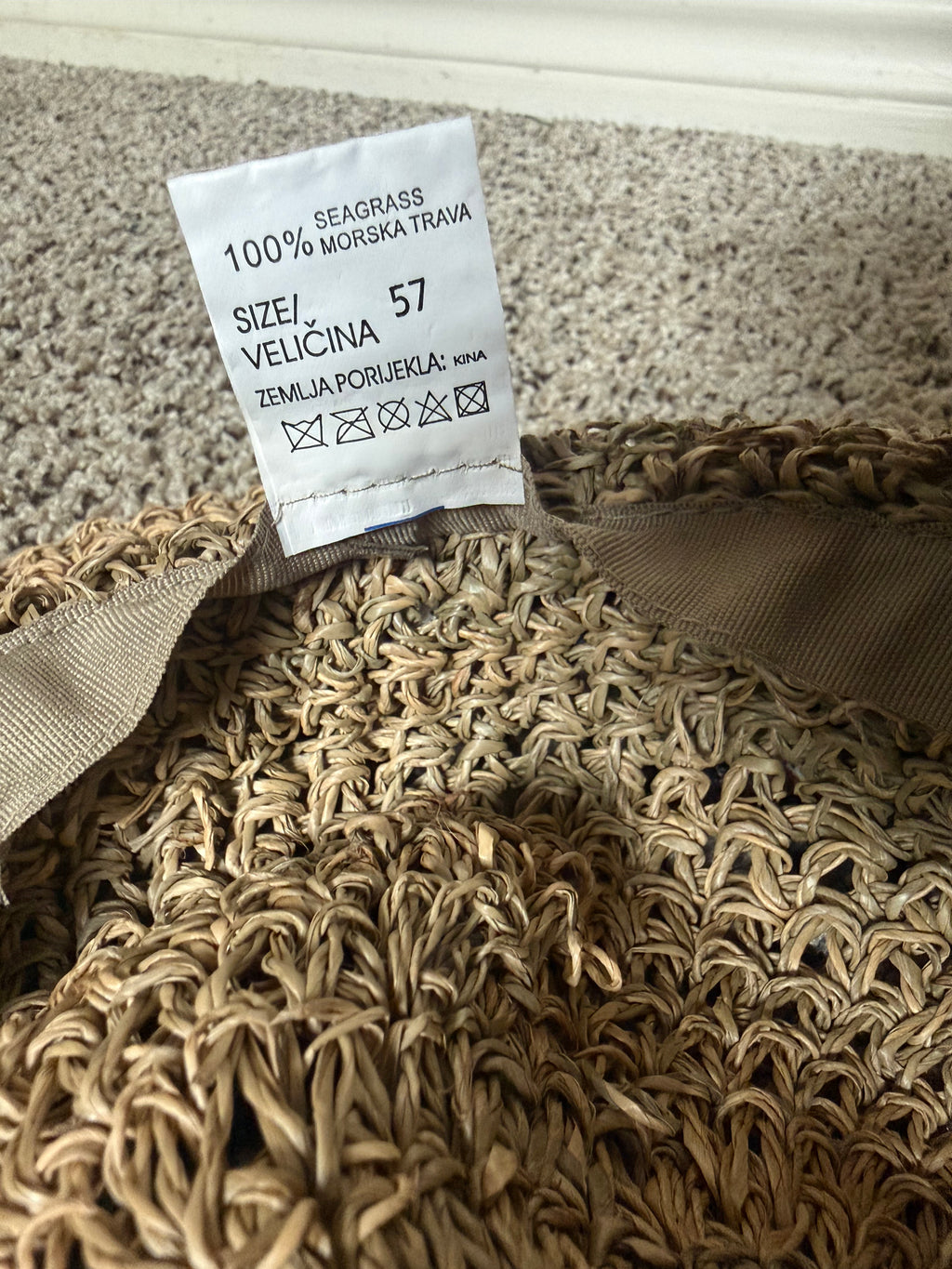 Porto Mare 100% Seagrass Tan Floppy Sun Hat