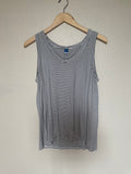 Old Navy 95% Rayon/Viscose 5% Elastane M Black and White Striped V-Neck Tank Top