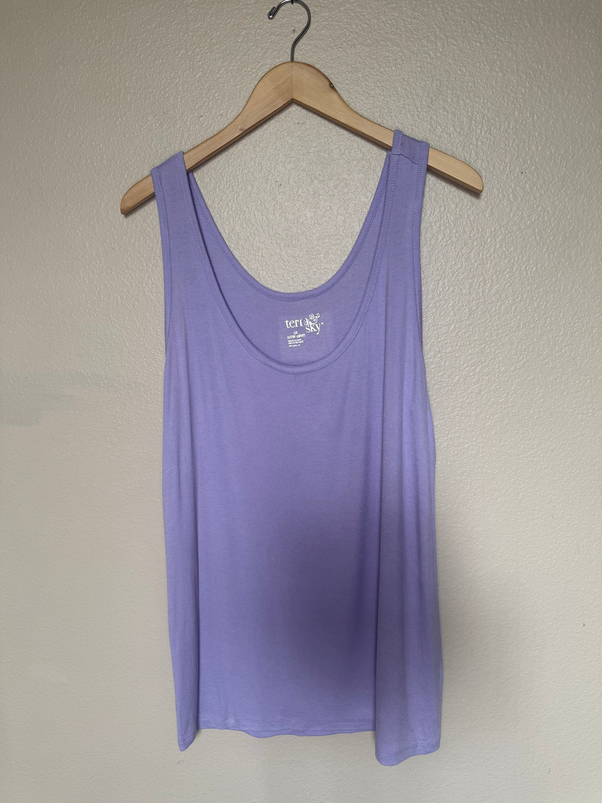 Terra & Sky 97% Modal 3% Spandex 1X Light Purple Tank Top