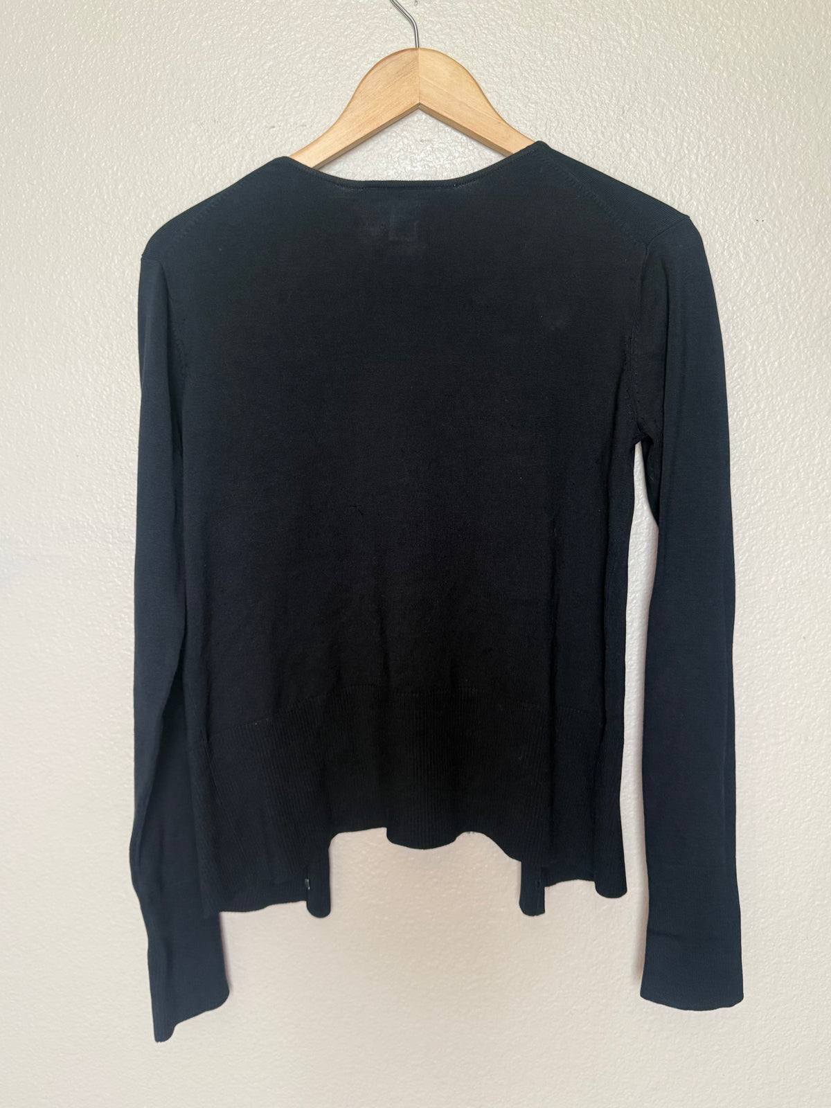 Harolds 84% Silk 14% Nylon 2% Spandex M Black Long Sleeve Cardigan