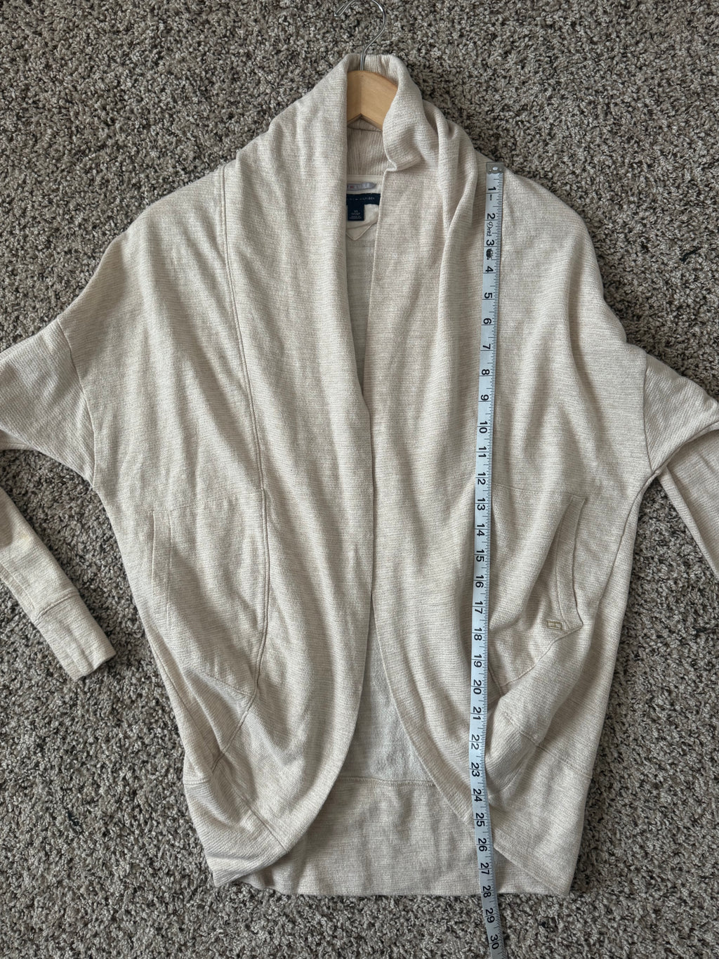 Tommy Hilfiger Athluxe 94% Cotton 6% Other Fibers XS Off-White and Gold Metallic Sparkly Long Sleeve Cardigan