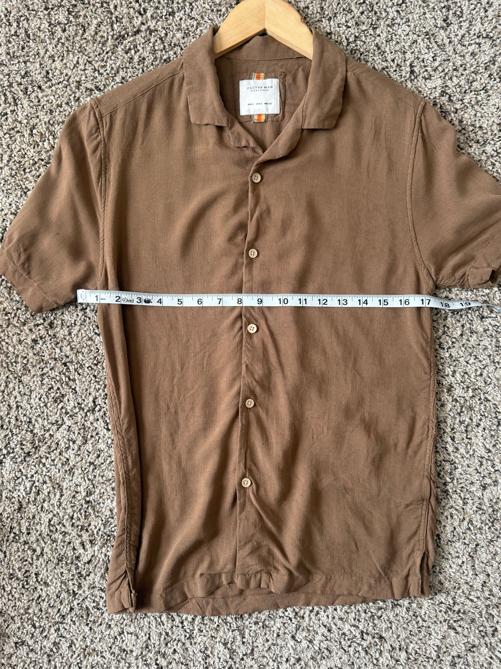 Cactus Man Ricky Singh 100% Viscose S Brown Collared Short Sleeve with Graphic on the Back