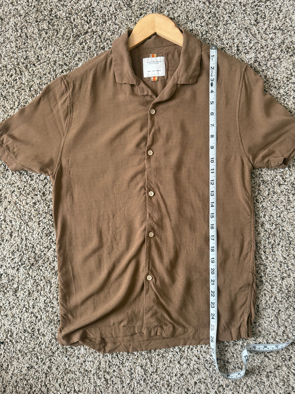 Cactus Man Ricky Singh 100% Viscose S Brown Collared Short Sleeve with Graphic on the Back